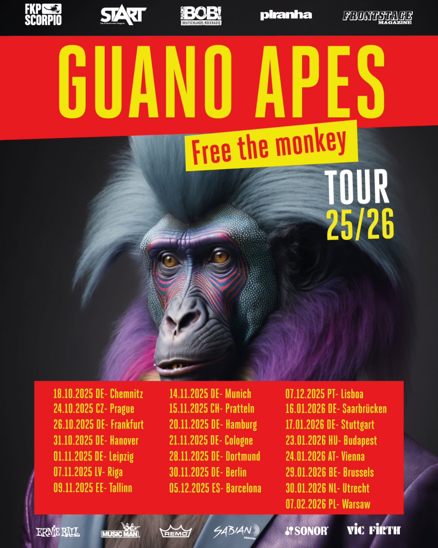 Guano Apes Free the Monkey Tour 25/26 Tour Poster 2026